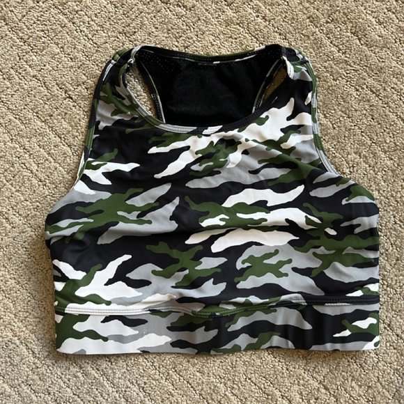 PRISMSPORT Cropped Bra Top Green Patton, Small - Picture 3 of 5